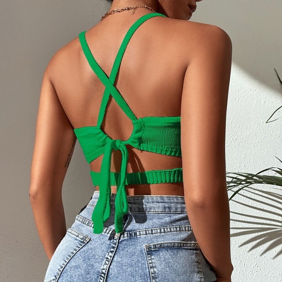 Boho Tie back Crop Cut out Top - Picture 2 of 6